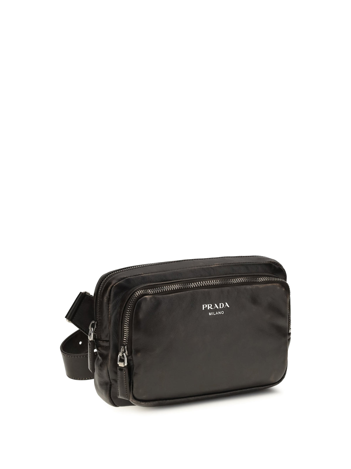 Prada Men Shoulder Bag In Aged-Effect Nappa Leather