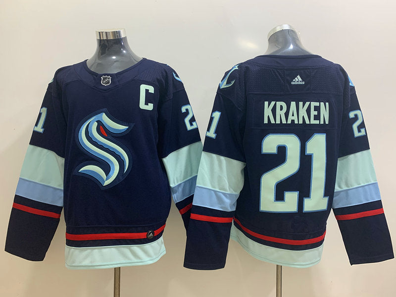 Men's Seattle Kraken #21 Navy Home Breakaway Player jersey