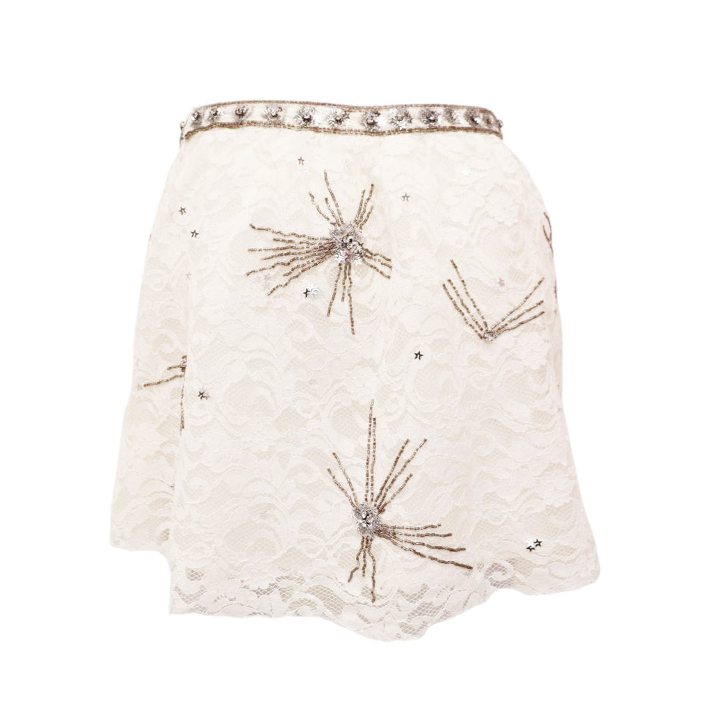 LOVESHACKFANCY 'KEZIA SKIRT' IN 'TRUE WHITE' - SIZE 6
