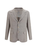 Brunello Cucinelli Men Deconstructed Linen And Wool Chevron Jacket