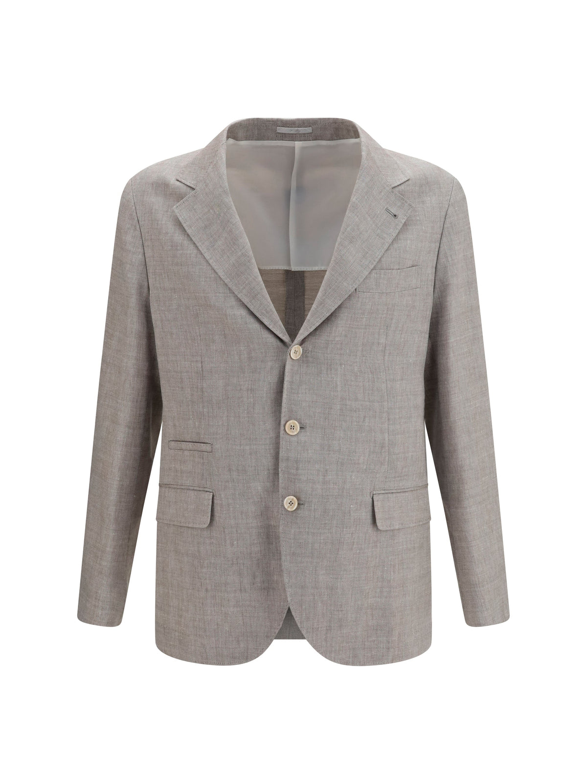 Brunello Cucinelli Men Deconstructed Linen And Wool Chevron Jacket