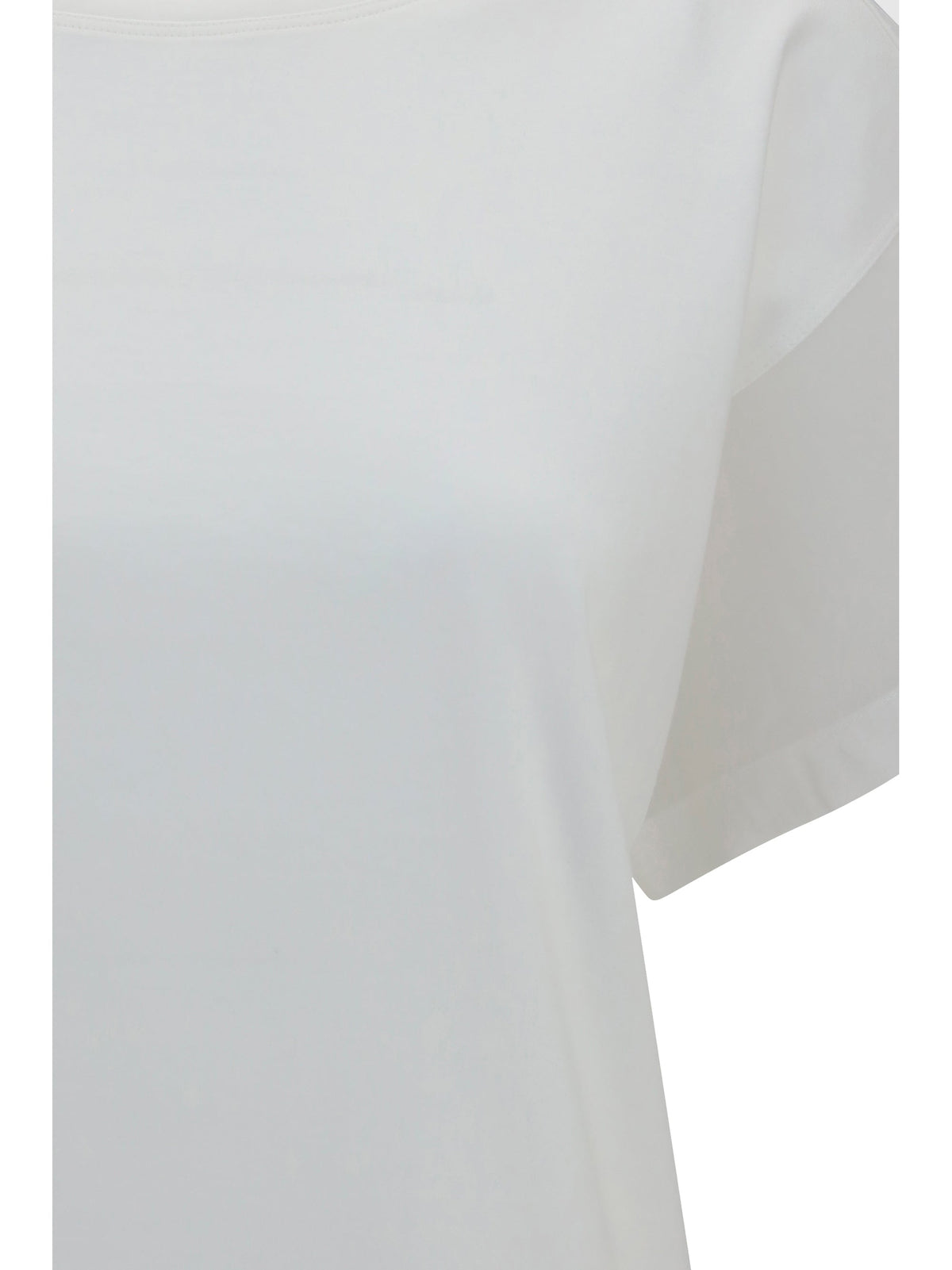 Brunello Cucinelli Women Cotton T-Shirt With Sheer Sleeves And Side Panels