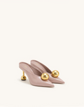Sofia Angled Vamp Heel Mules - Dusty Pink