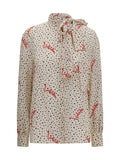 Valentino Women Crepe De Chine Bow-Neck Shirt