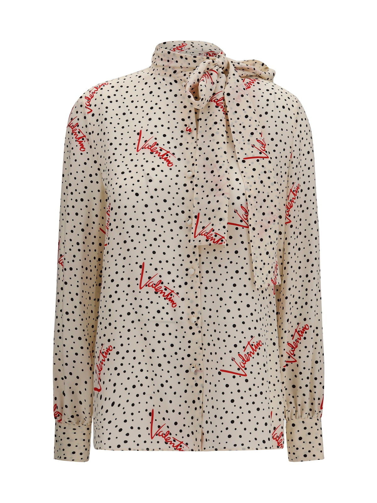 Valentino Women Crepe De Chine Bow-Neck Shirt