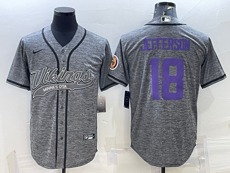 Men's Minnesota Vikings Justin Jefferson #18 Gray Game jersey Joint Edition
