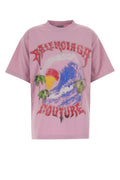 Balenciaga Women Pink Cotton Oversize T-Shirt