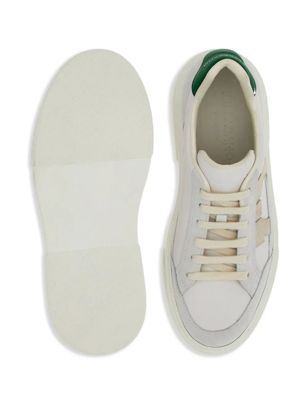 Ferragamo Men Cassina Leather Sneakers With Gancini Patch
