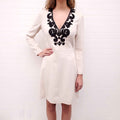 ETRO CREAM DRESS WITH BLACK BEADING DETAIL - SIZE 42