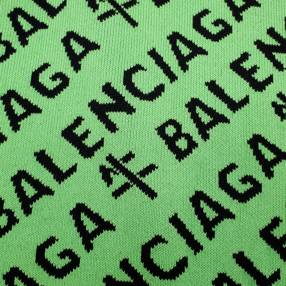 BALENCIAGA OVERSIZED EMERALD GREEN LOGO KNIT SWEATER - SIZE XS