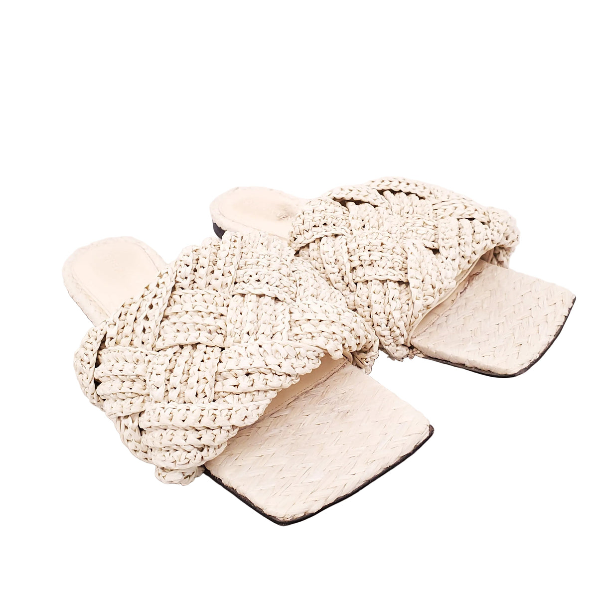 BOTTEGA VENETA WOVEN FABRIC MULES - SIZE 37.5