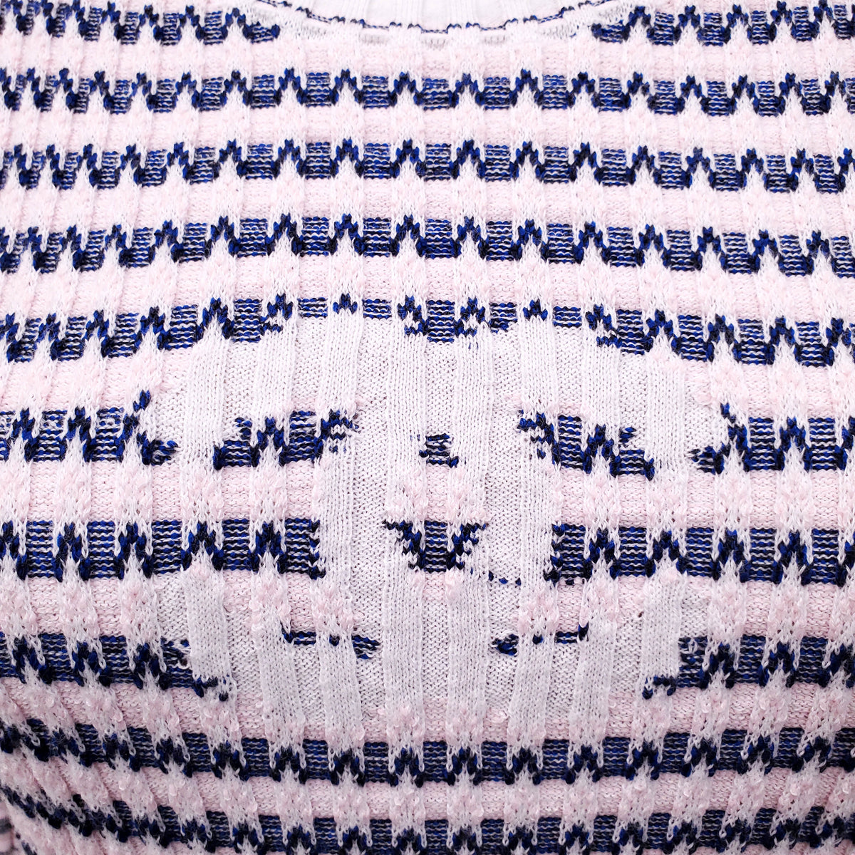 CHANEL PINK AND BLUE CC KNIT DRESS - SIZE 42