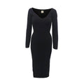 KHAITE BLACK KNIT 'PIA' RIBBED MIDI DRESS - SIZE M