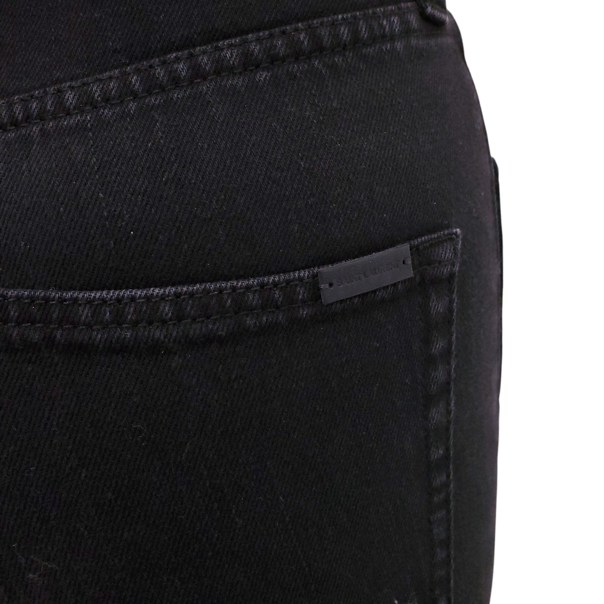 SAINT LAURENT BLACK HIGH-WAISTED DENIM JEANS - SIZE 26