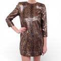 SAINT LAURENT METALLIC LEOPARD PRINT MINI DRESS - SIZE 36