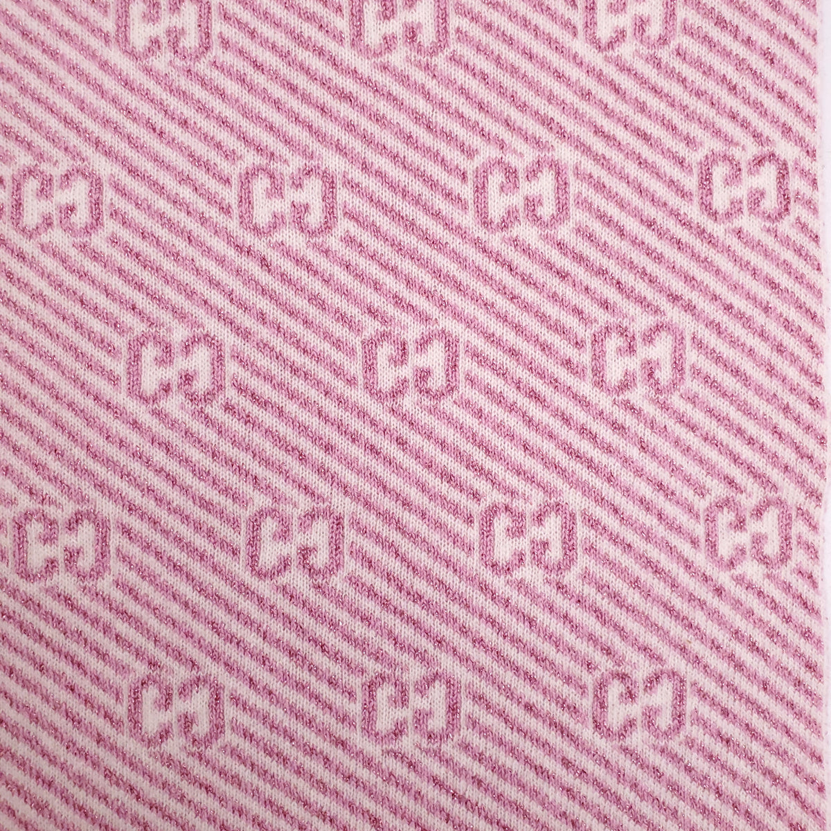 GUCCI PINK METALLIC STRIPE LOGO HAT AND SCARF - SIZE M