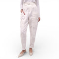 ISABEL MARANT CREAM COTTON AND LINEN BLEND HIGH WAISTED TROUSERS - SIZE 38