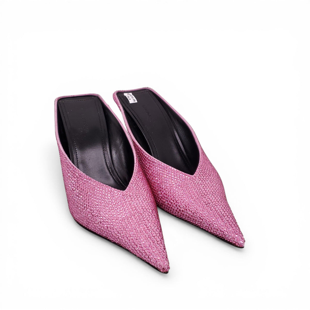 BALENCIAGA PINK CRYSTAL KNIFE MULES - SIZE 36