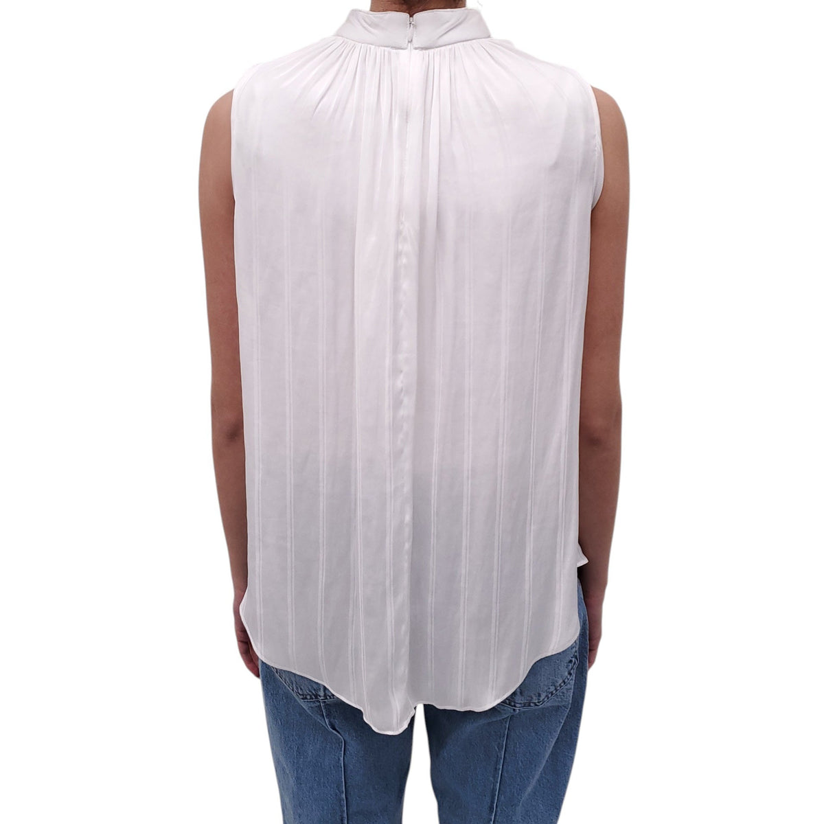 SMYTHE WHITE STRIPED SLEEVELESS BLOUSE - SIZE S