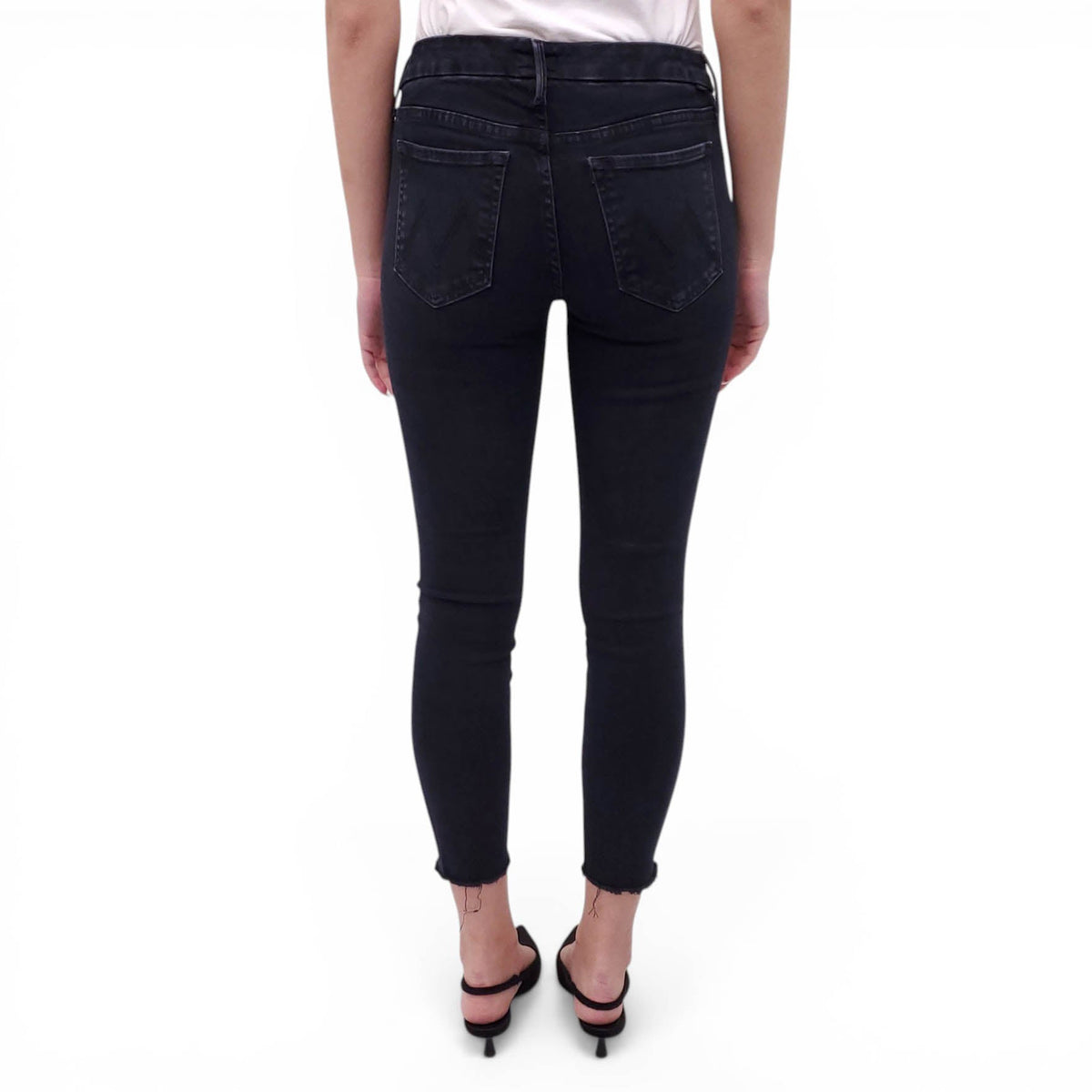 MOTHER BLACK 'LOOKER ANKLE FRAY' JEANS - SIZE 26