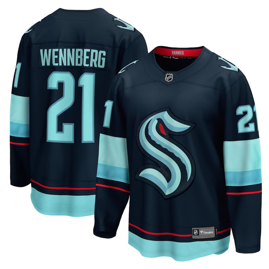 Men's Seattle Kraken Alexander Wennberg #21 Navy Home Breakaway Player jersey