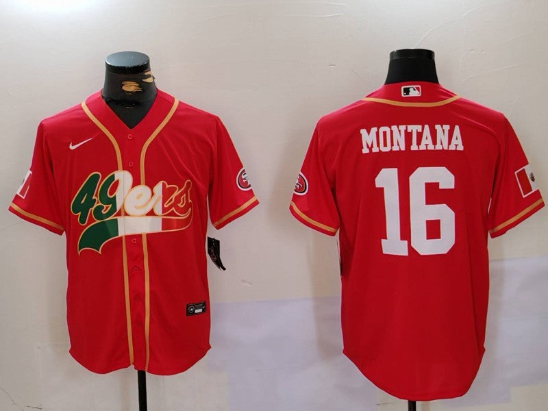 Men's San Francisco 49ers Joe Montana #16 Scarlet Game jersey