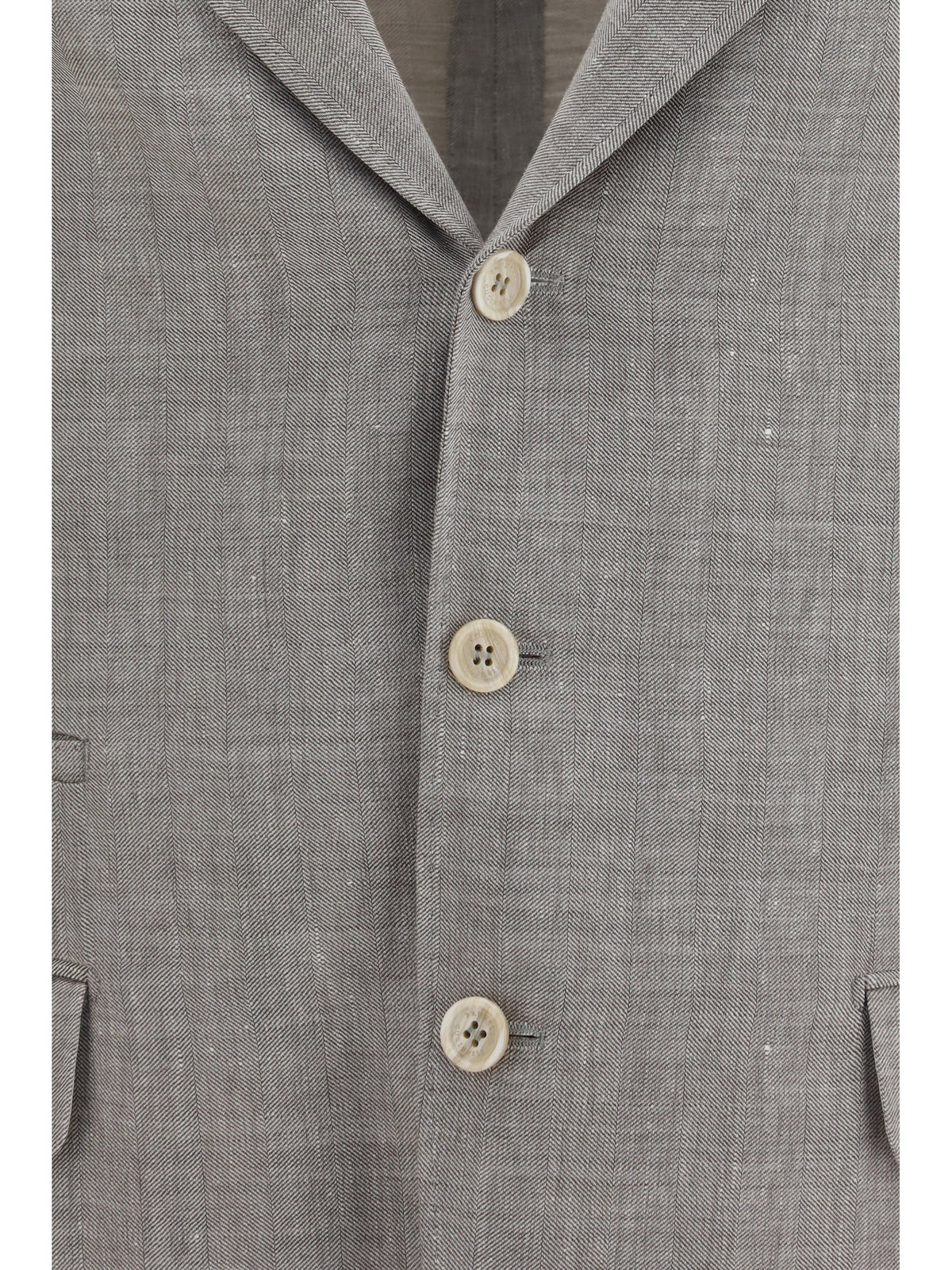 Brunello Cucinelli Men Deconstructed Linen And Wool Chevron Jacket