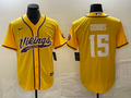 Men's Minnesota Vikings Joshua Dobbs #15 Gold Game jersey Joint Edition