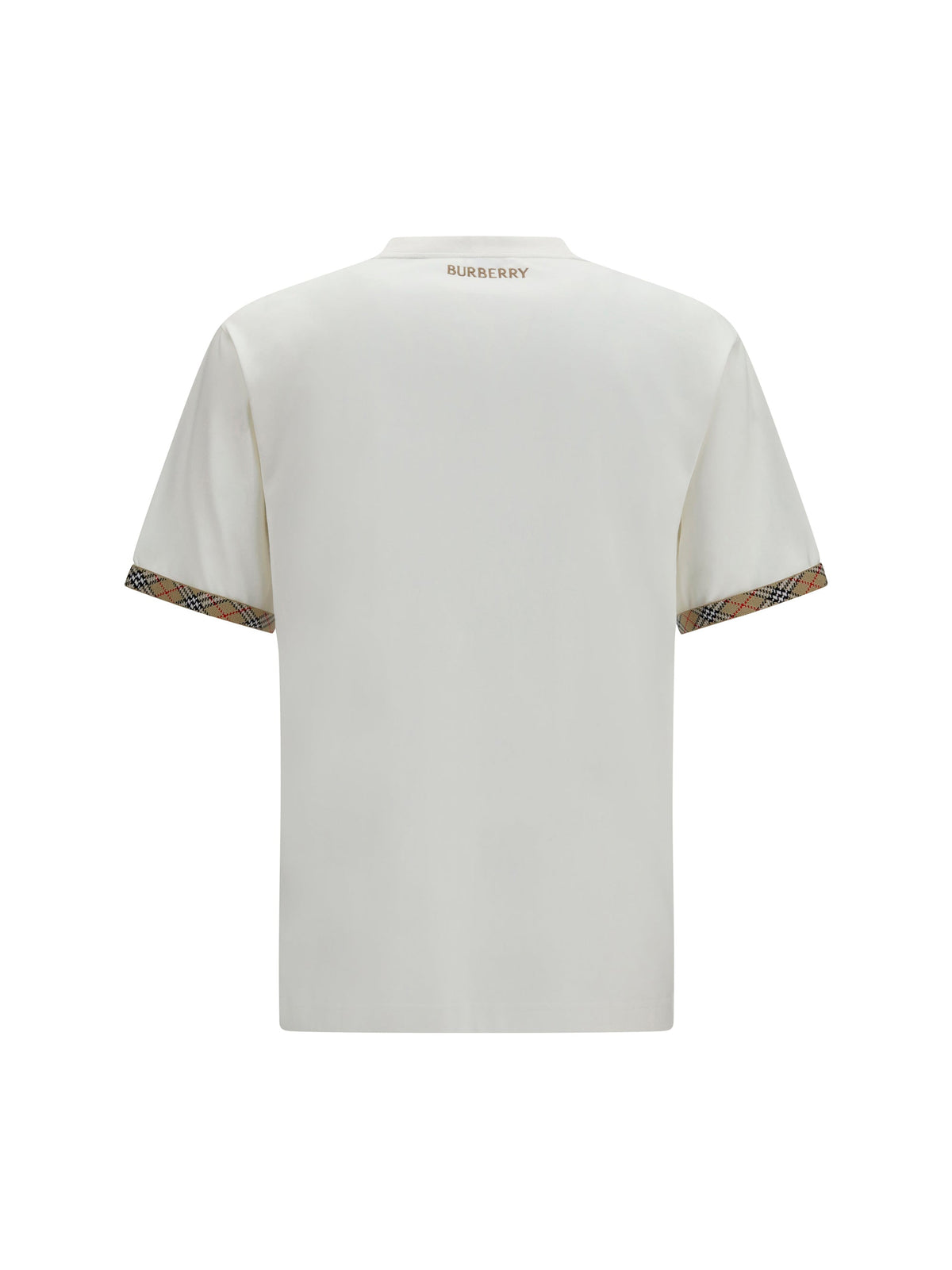 Burberry Men Cotton T-Shirt With Check Trims