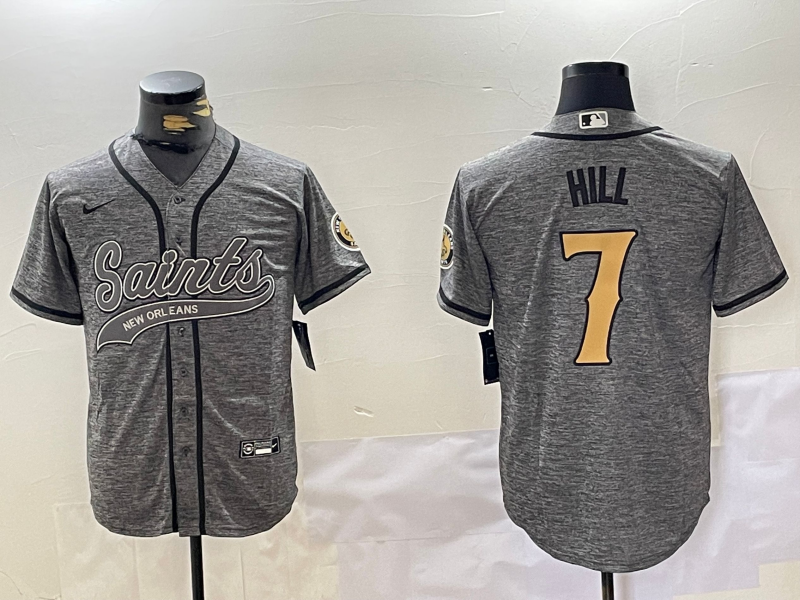 Men's New Orleans Saints Taysom Hill #7 Gray Player jersey