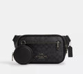 NWT Coach Unisex Elias Belt Bag In Signature Canvas & Smooth Leather