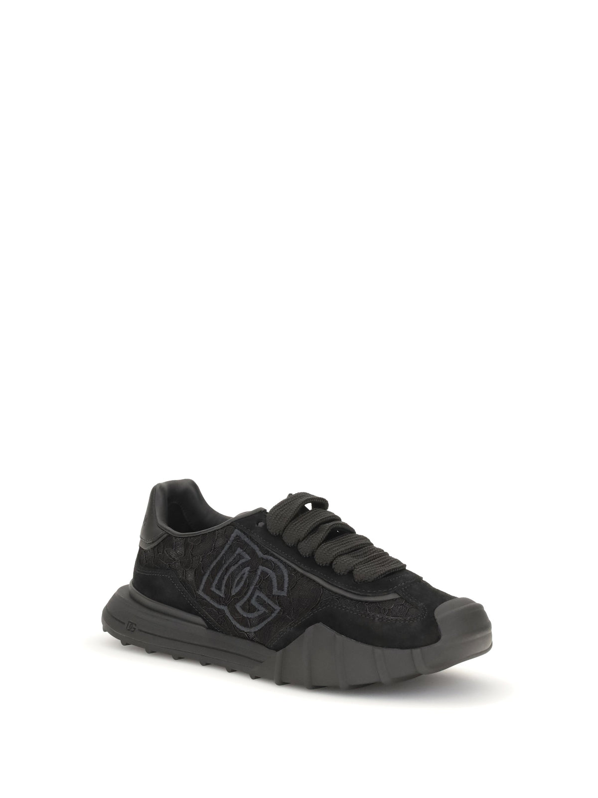 Dolce & Gabbana Women Leather And Lace Sneakers