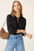 Women's Western Yoke Lace Up Top