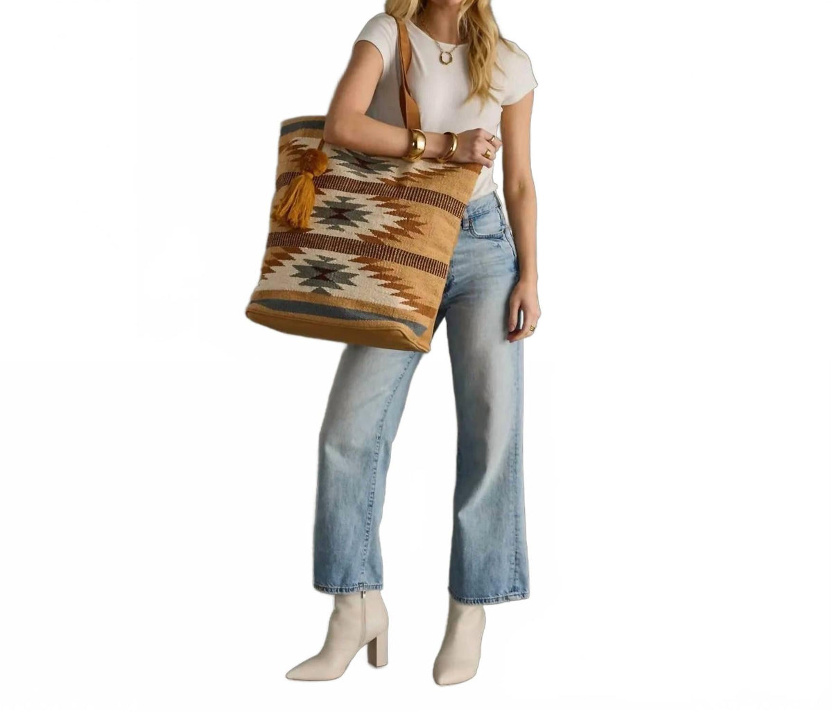 Canyon Stripe Tote In Beige