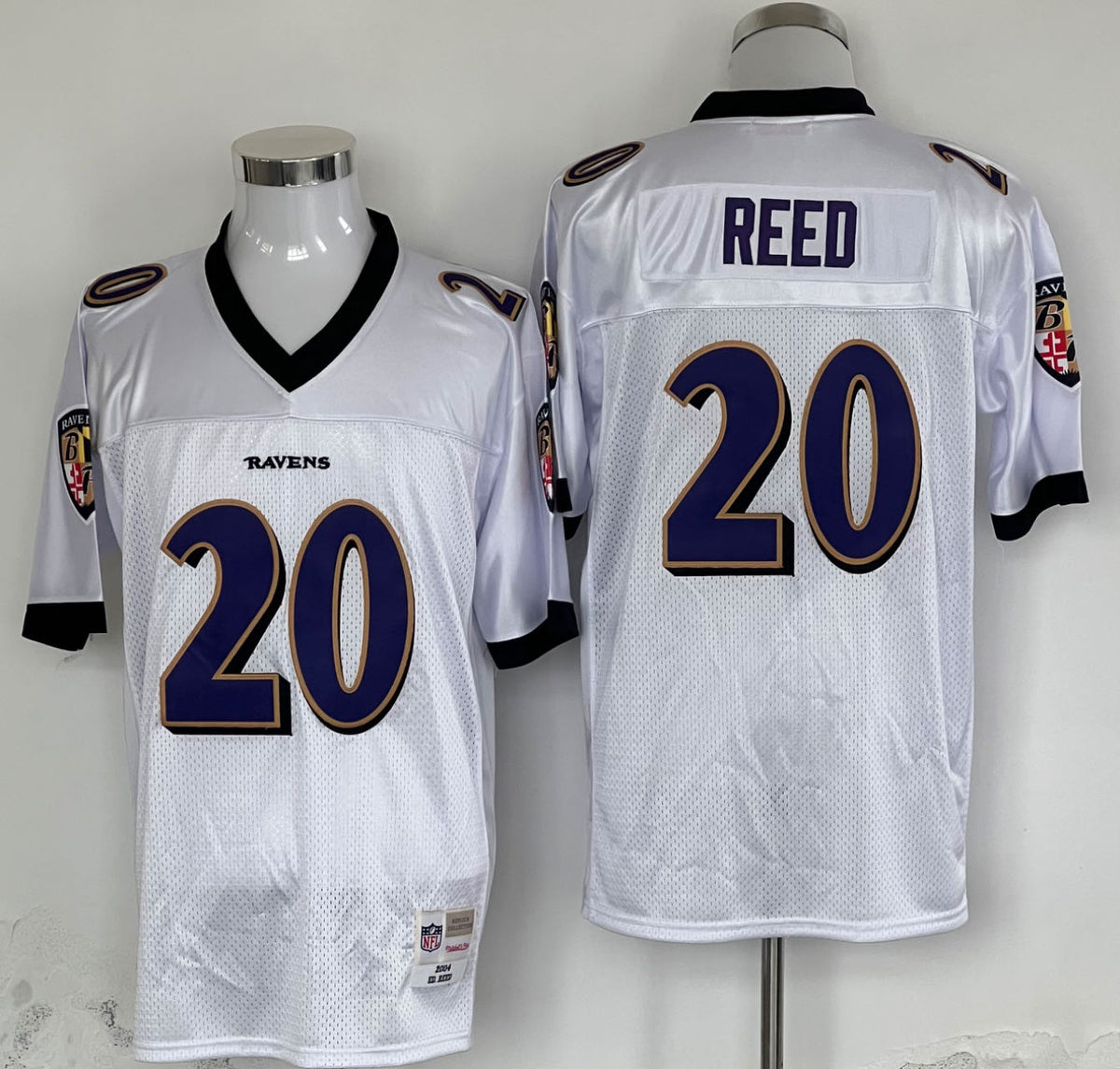 Men's Baltimore Ravens Ed Reed Mitchell & Ness White Legacy Replica Player jersey