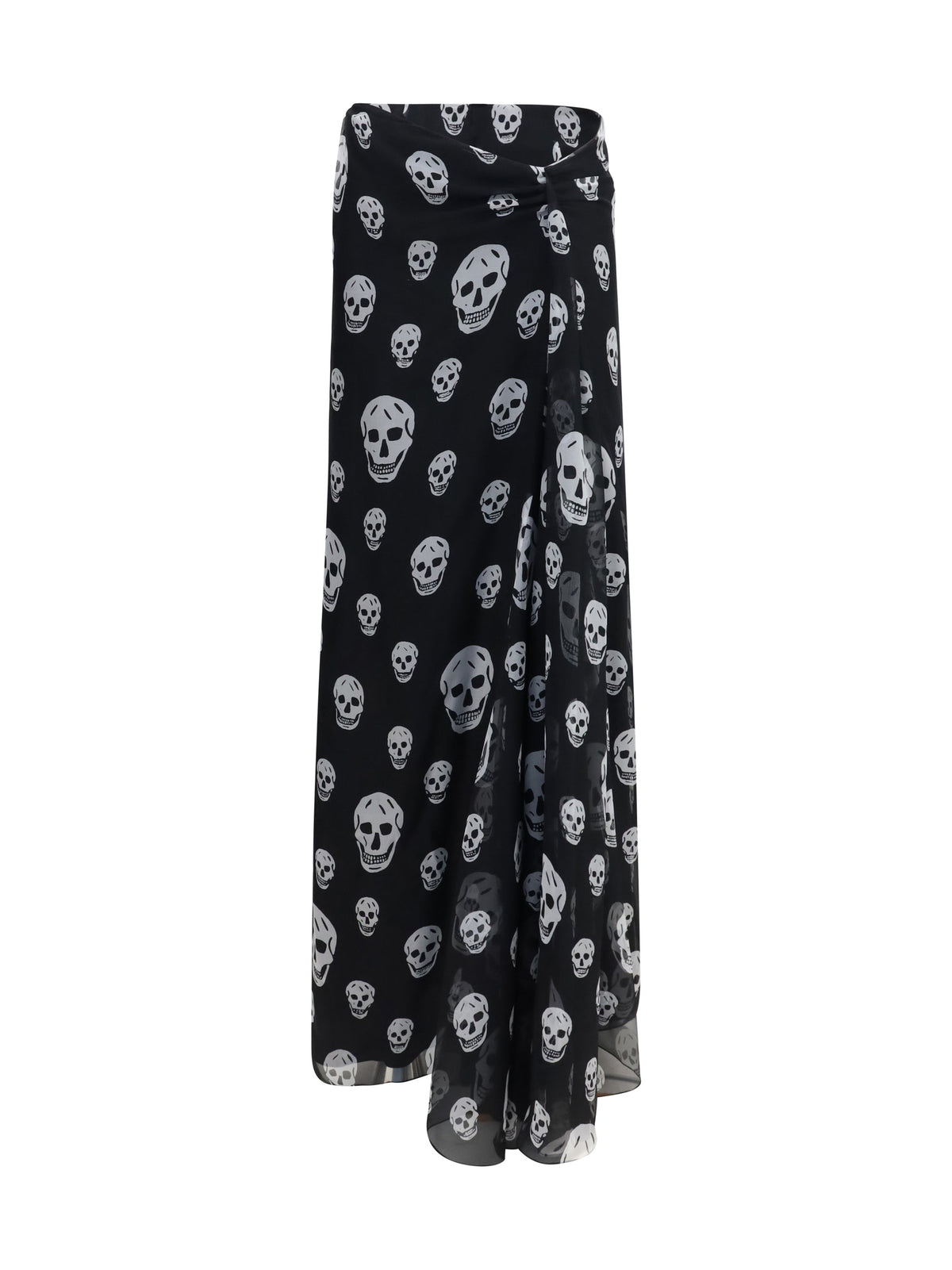 Alexander Mcqueen Women Draped Long Skull Skirt