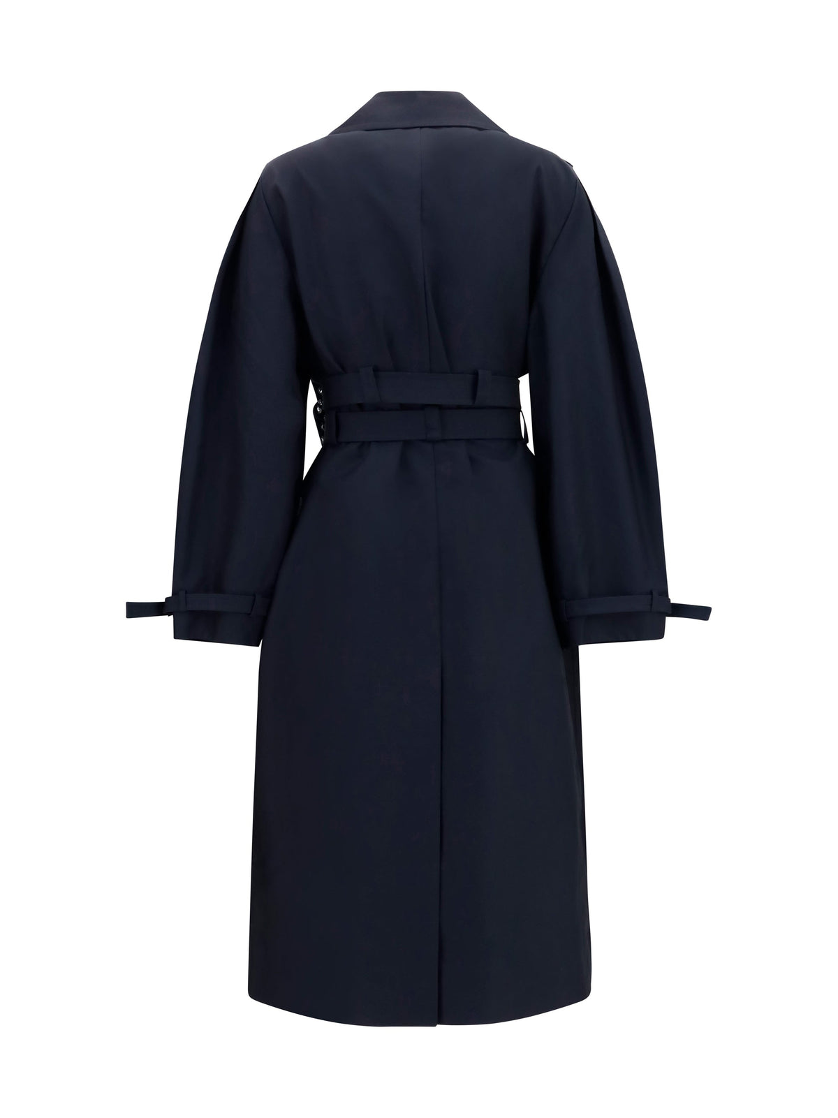 Ganni Women Double-Breasted Cotton Trench Coat With Double Belt