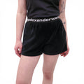 ALEXANDERWANG.T BLACK CORDUROY SWEAT SHORTS WITH LOGO - SIZE XS
