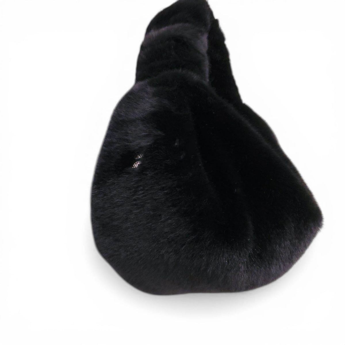 ALEXANDERWANG BLACK FAUX FUR MINI BAG WITH CRYSTAL LOGO DETAIL