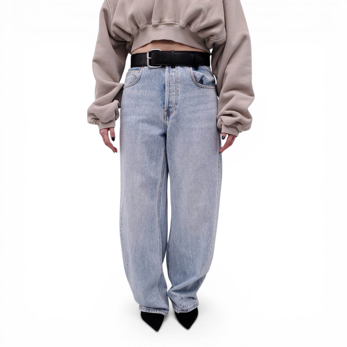 ALEXANDERWANG LEATHER BELT JEANS - SIZE 29