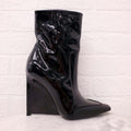 BALENCIAGA PATENT SQUARE-TOE BOOTS - SIZE 38