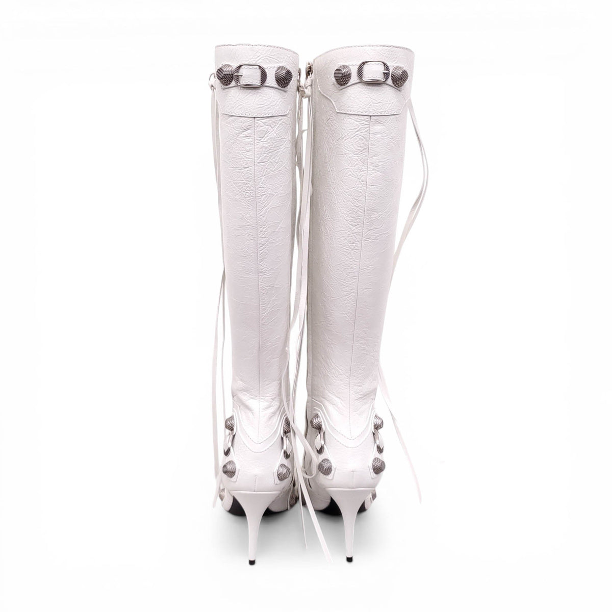 BALENCIAGA WHITE AND SILVER CAGOLE BOOTS - SIZE 41