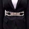 BALMAIN BLACK AND WHITE PATENT WITH SILVER MEDALLIONS WAIST BELT - SIZE 38