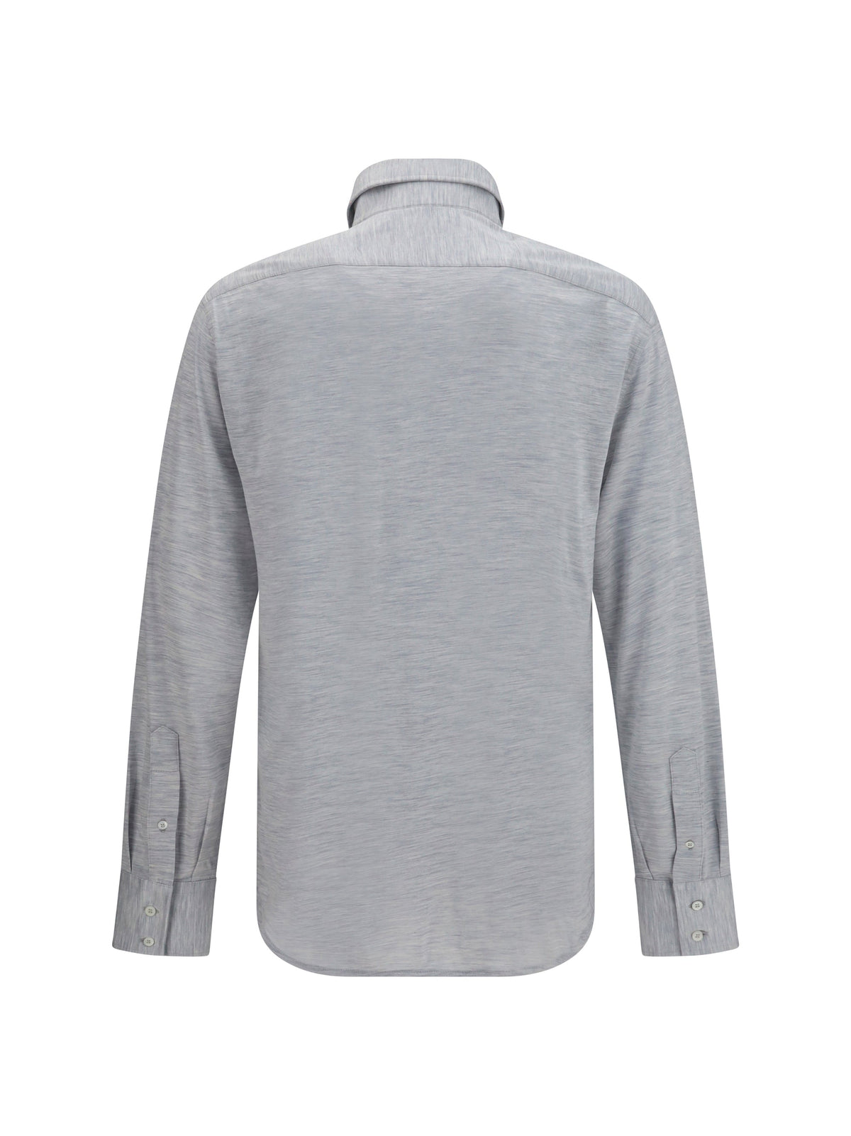 Brunello Cucinelli Men Silk And Cotton Jersey Shirt With Spread Collar