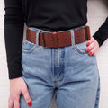 BURBERRY BROWN LEATHER BELT - SIZE S
