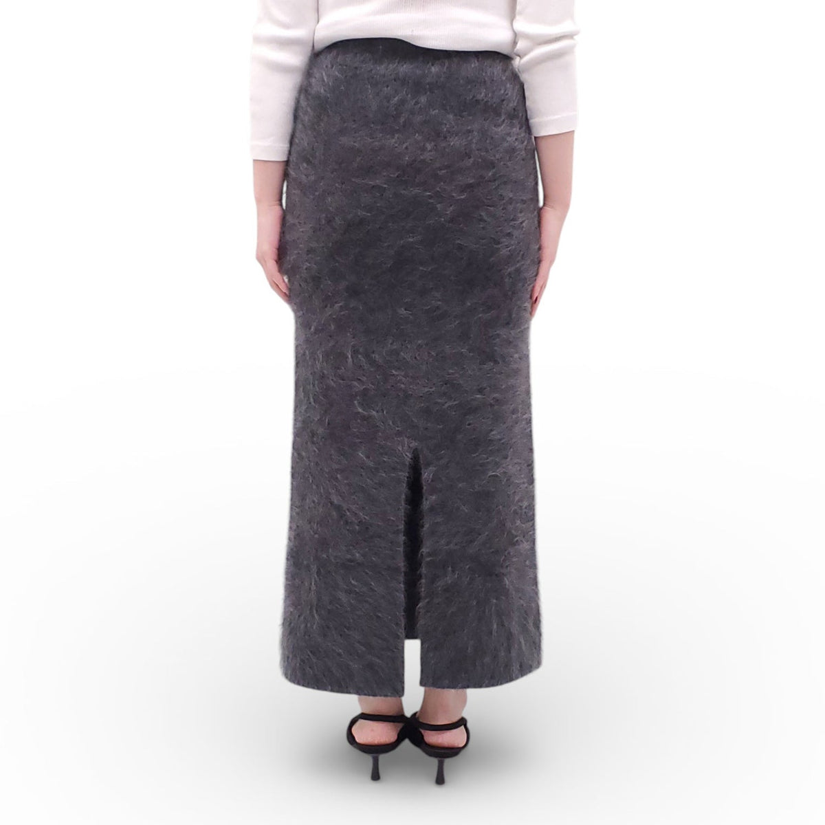 BY MALENE BIRGER GREY KNIT SKIRT WITH SLIT - SIZE XS