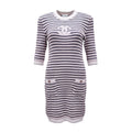 CHANEL PINK AND BLUE CC KNIT DRESS - SIZE 42