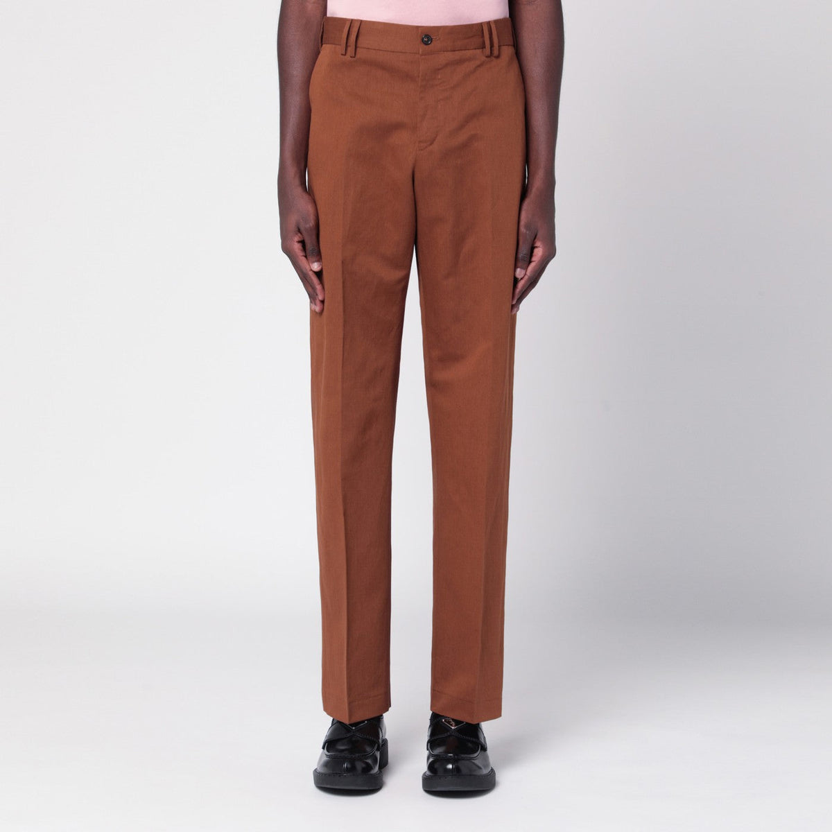 Pt Torino Brown Cotton And Linen Trousers Men