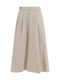 Brunello Cucinelli Women Cotton Poplin Skirt With Monili Detail