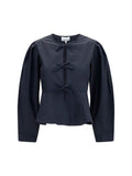Ganni Women Cotton Poplin Blouse With Bows